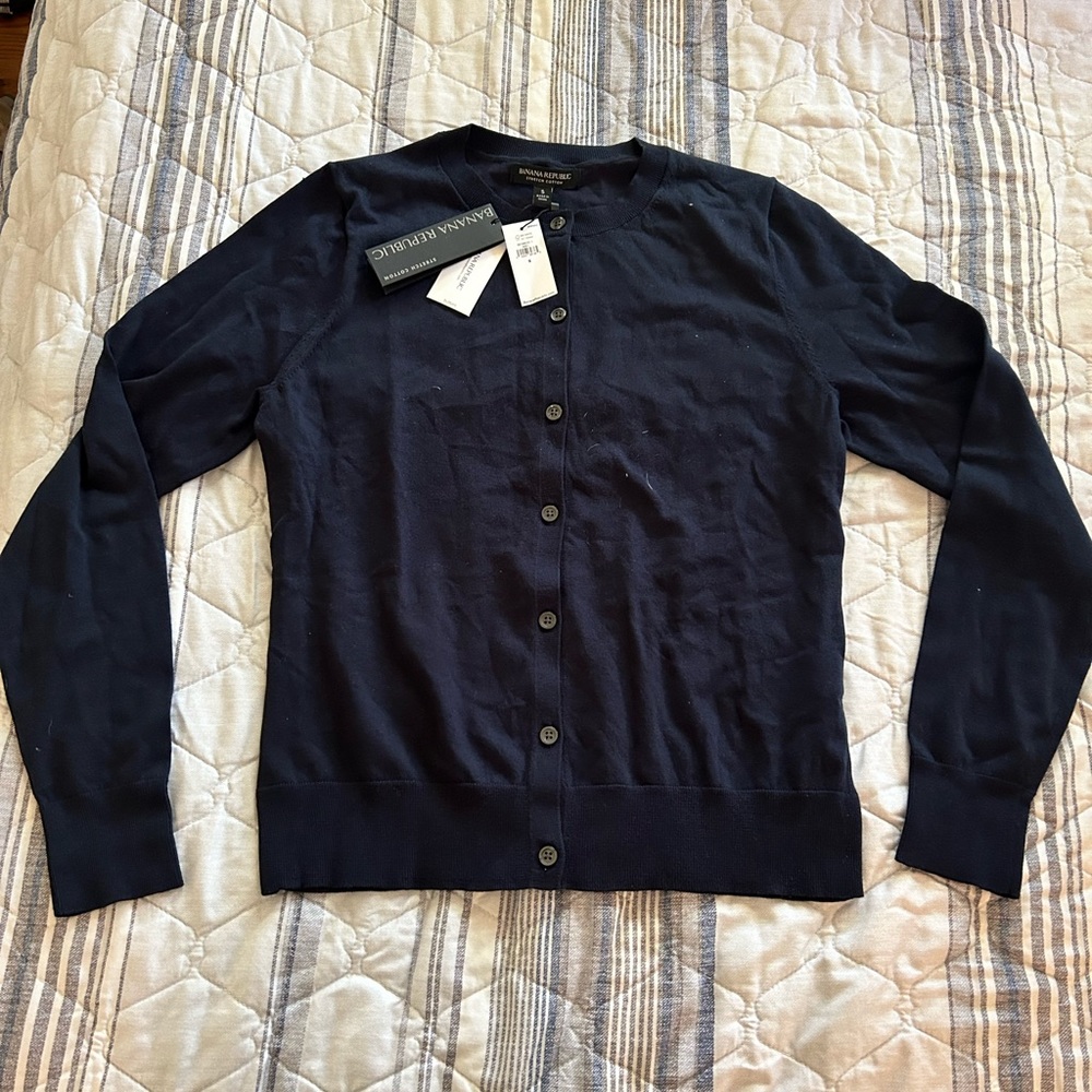 NTW Banana Republic Retail navy blue button down cardigan size small